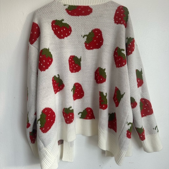 Strawberry Print Women's Cardigan - Picture 4 of 6